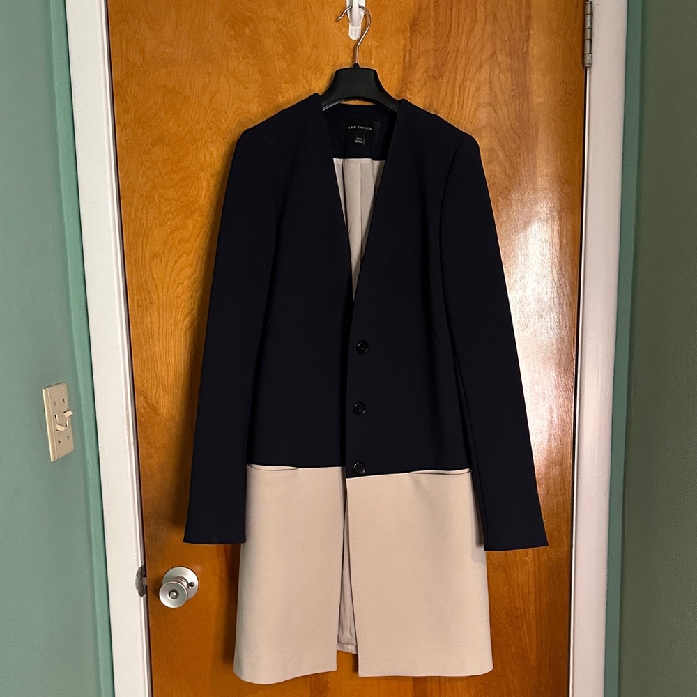 Ann Taylor Black and Cream Women's Coat